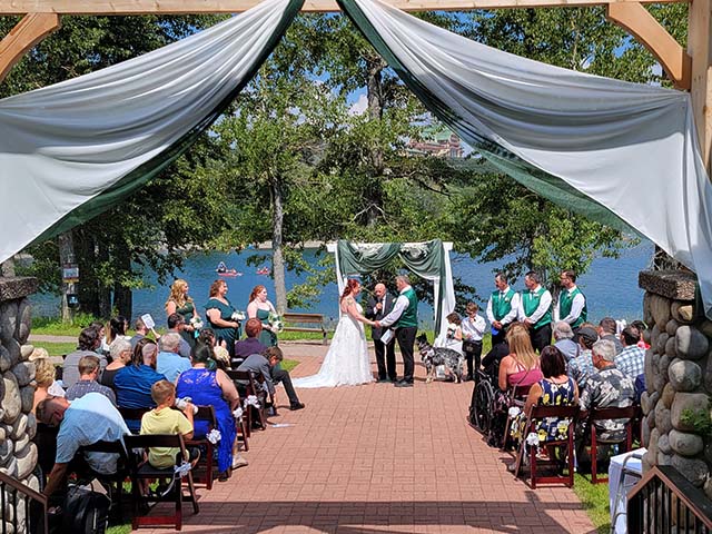 Pioneer and Prairie Banquet Rooms set up for a summer wedding.