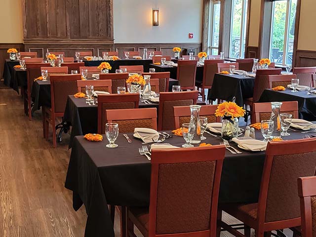 Vimy’s Upper Dining Lounge setup for a small, elegant wedding.